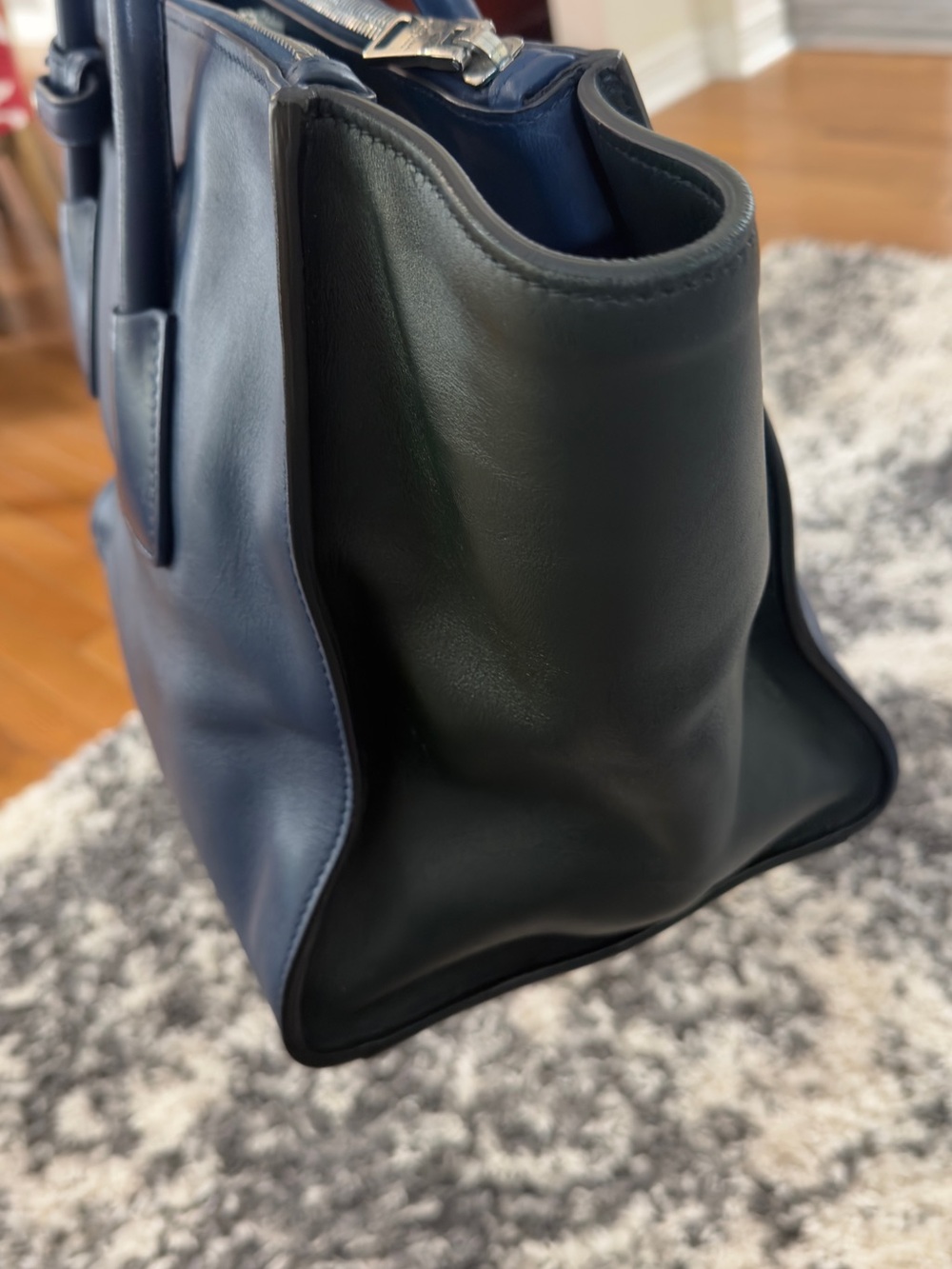 Prada NAVY CITY TWIN ZIPPER Blue and Black Leather - Picture 4 of 16